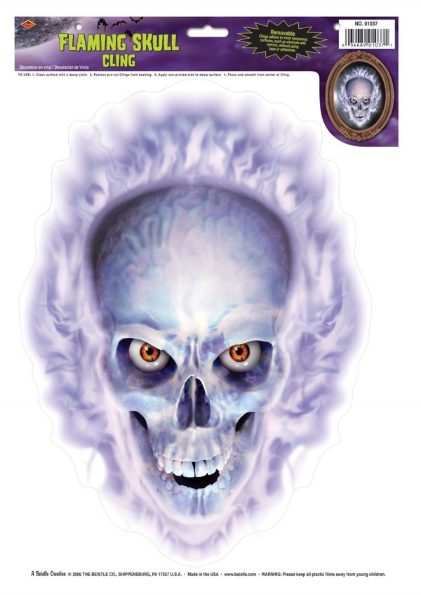 FLAMING SKULL CLING